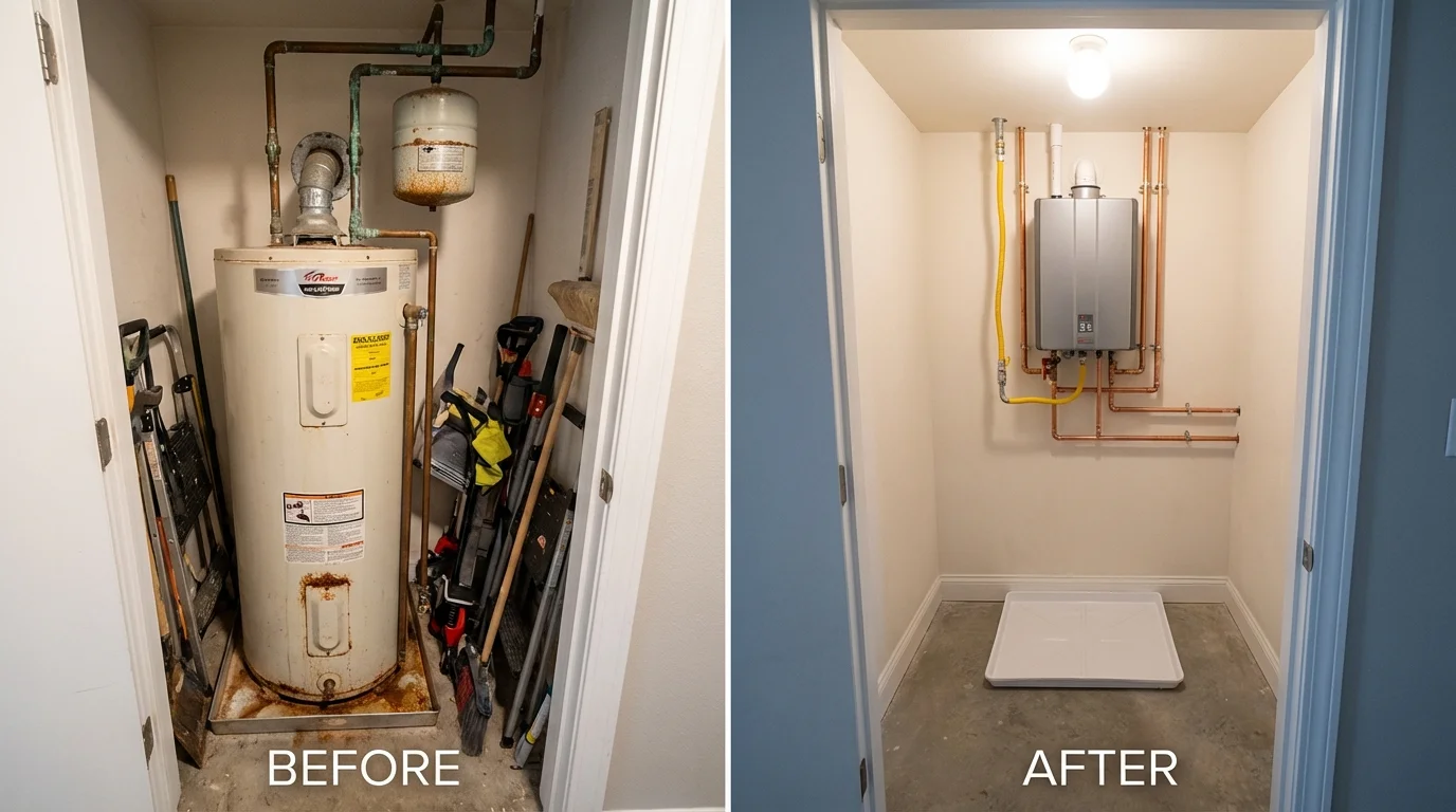 Tank water heater versus wall-mounted tankless unit comparison for Geneva, NY homeowners
