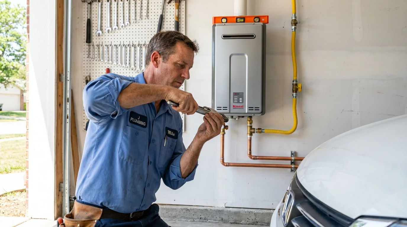 Tankless water heater installation by a Johns Plumbing LLC plumber in Geneva